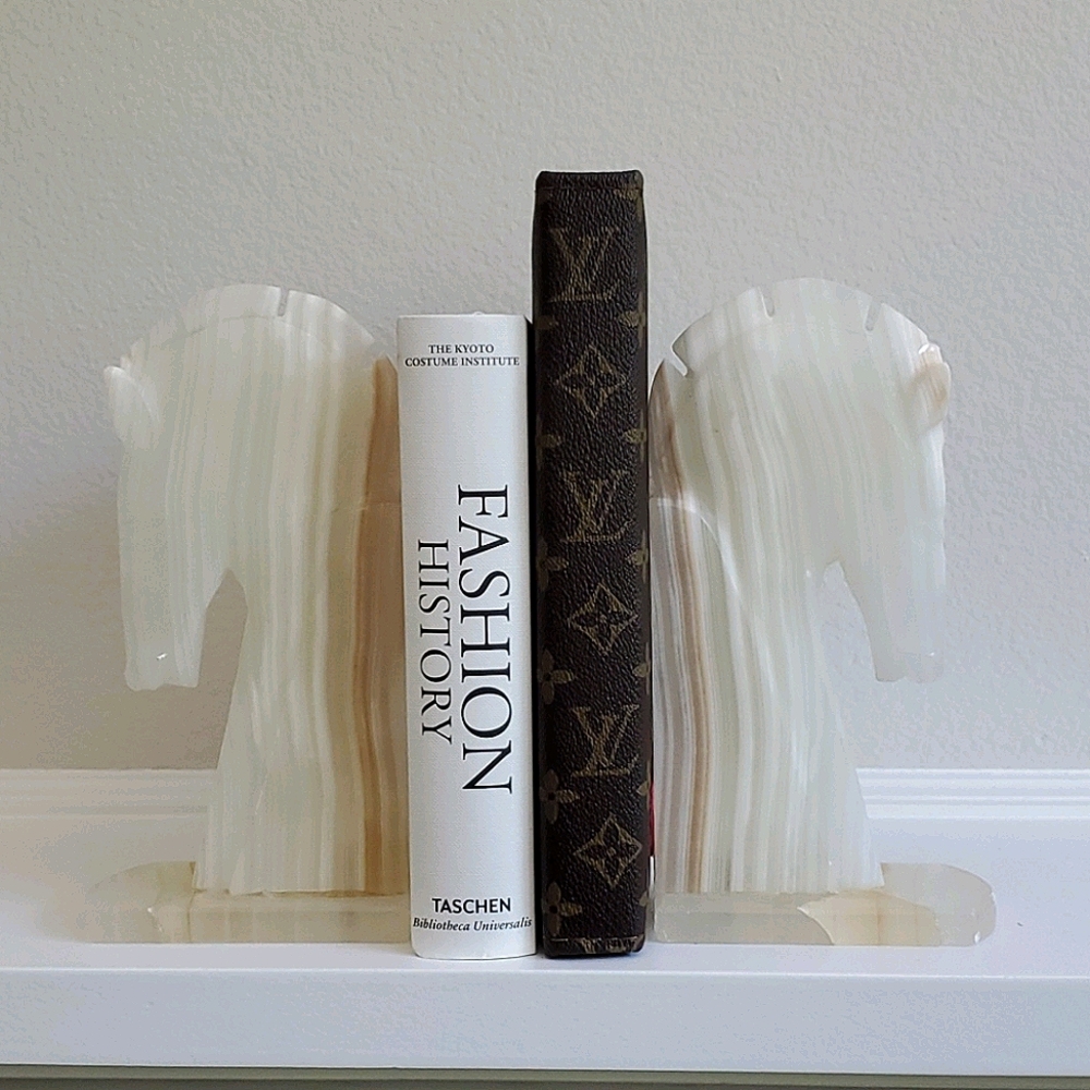 Large Onyx Horse Bookends